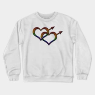 Gay Pride Rainbow Colored Heart Shaped Overlapping Male Gender Symbols Crewneck Sweatshirt